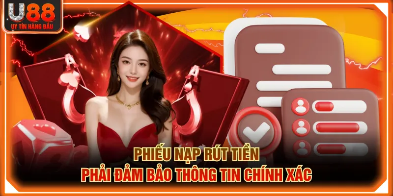 Phiếu nạp rút tiền phải đảm bảo thông tin chính xác